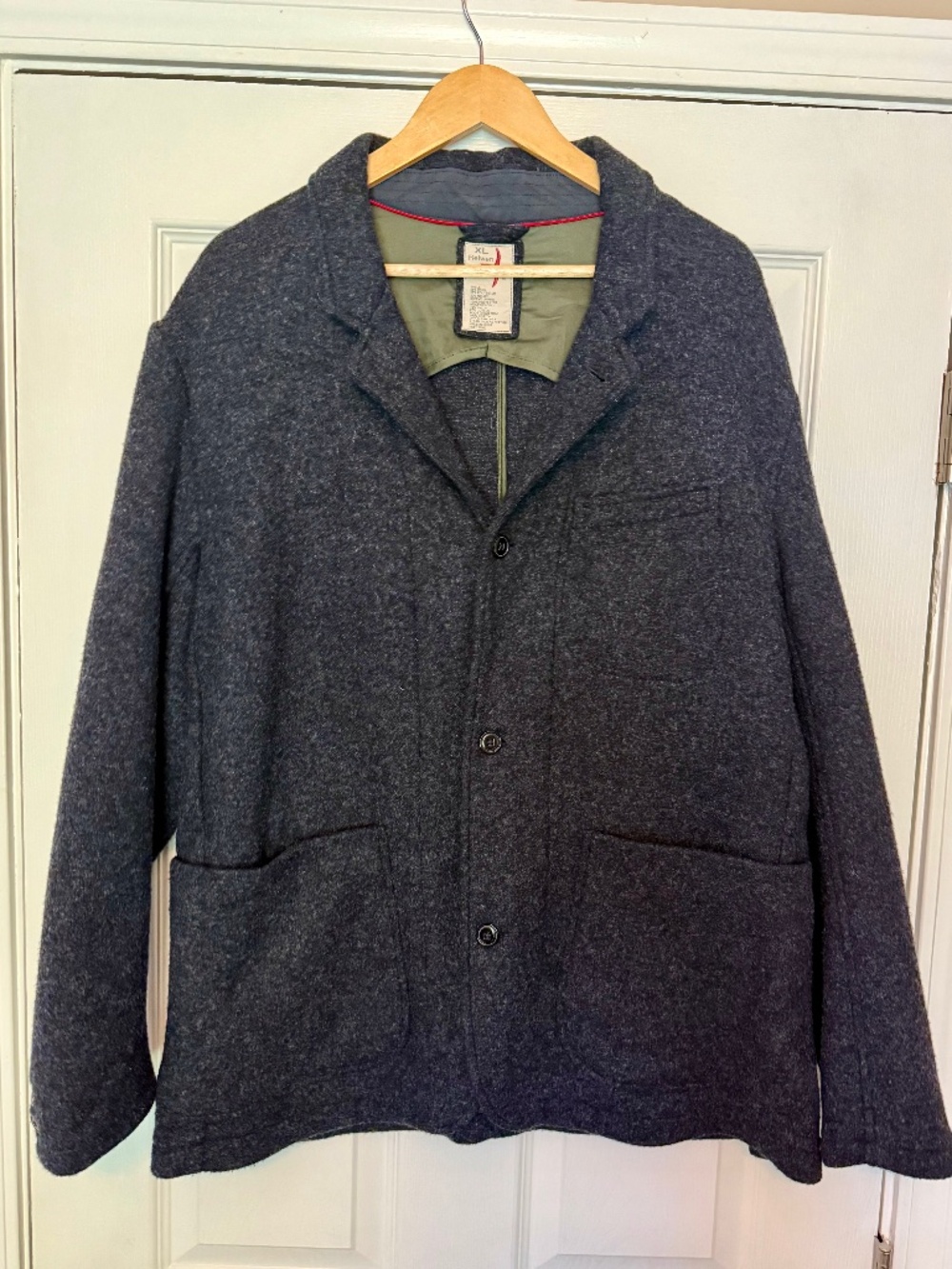 Relwen Navy Melange Melton Trap Blazer, XL